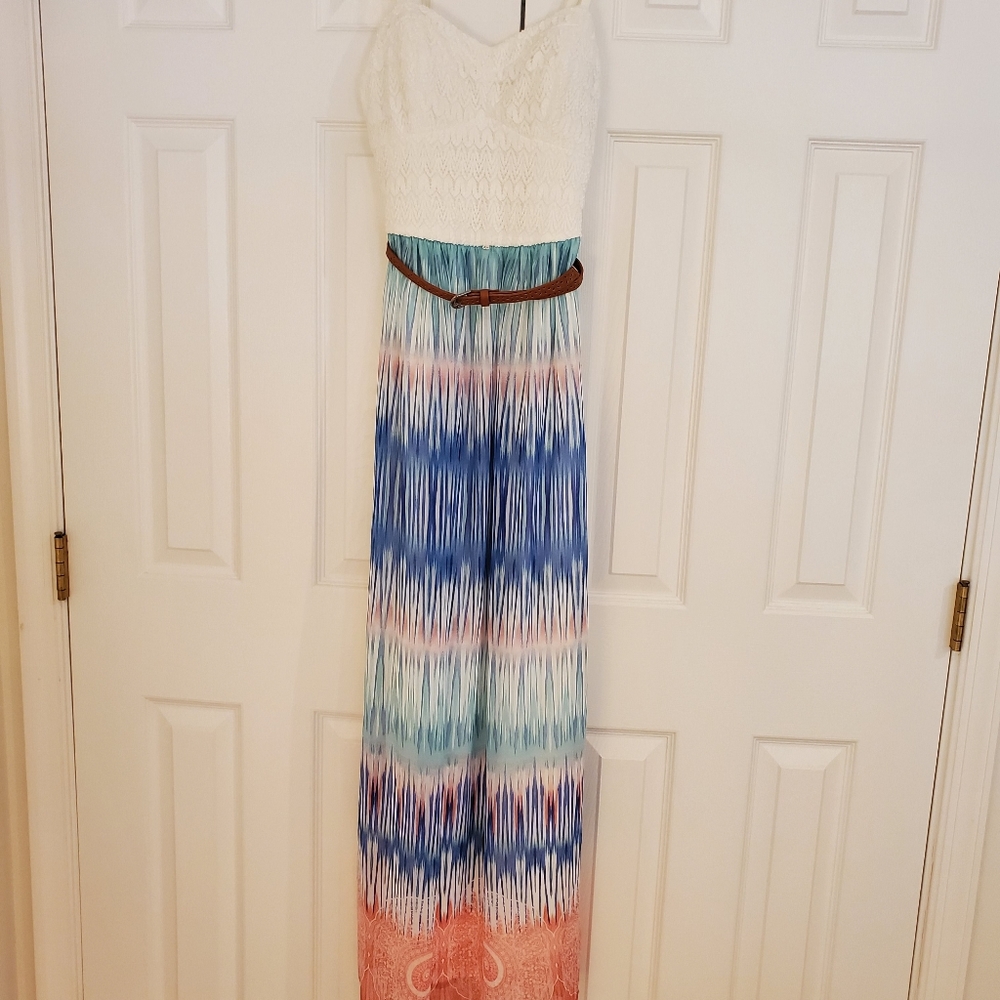Lily Rose Cream Top Multicolor Ombre Maxi Dress